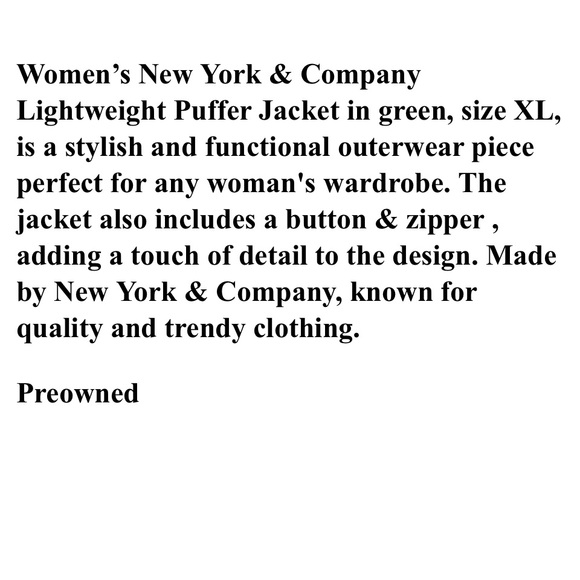 New York & Co Women's Puffer Jacket Size XL. - Picture 6 of 6